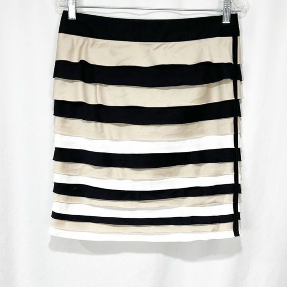 WHBM Black, White, Tan Bandage Layered Skirt size 4